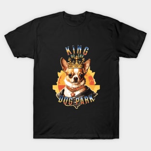 Cute Tan Chihuahua King of the Dog Park graphic for dog lover dog mom dog dad Funny Dog T-Shirt